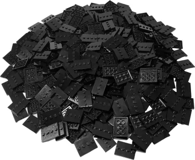 A pile of black LEGO bricks.