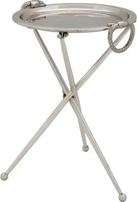 Produktbild von Casa Padrino Designer Luxus Beistelltisch Silber Vintage Design Höhe: 43 cm, Durchmesser 33 cm - Edelstahl Tisch - Nickel Finish - Luxus Qualität