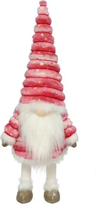 Produktbild von Fröhlicher rosa Wichtel mit LED - 72 cm - Weihnachtsdekoration