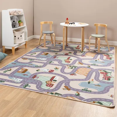 Produktbild von Steffensmeier Kinderteppich Matteo | Straßenteppich Beige | Kinderzimmer | Spielteppich | 200x 300 cm