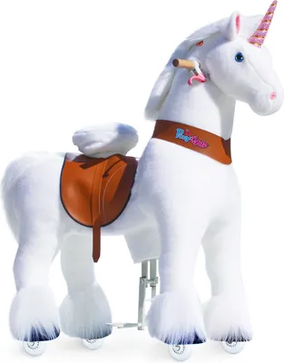 Immagine prodotto di PonyCycle unicorno cavalcabile su ruote per bambini da 7 anni max 80 kg Cavallo cavalcabile su ruote con freno e suono- Ux504