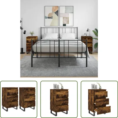 Produktbild von The Living Store Nachttische 2 Stk. Räuchereiche 40x35x69 cm Holzwerkstoff