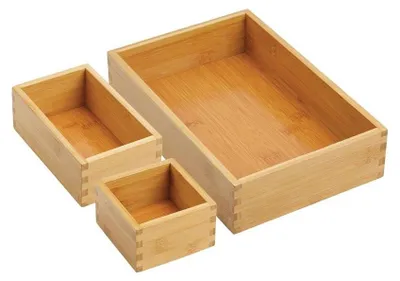 Produktbild von Aufbewahrungsbox Schubladenbox Organizer mDesign 3er Set Besteckeinsatz Bambus