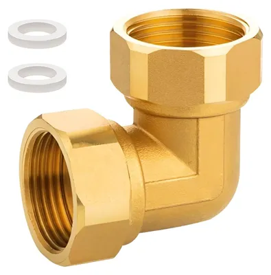 Productafbeelding van Messing hoekfitting 90° 1 inch binnendraad voor waterinstallaties