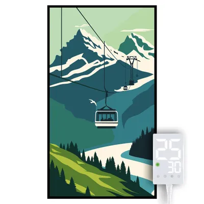 Produktbild von Heidenfeld Infrarotheizung HF-HP105 | Flachheizung - Heizpaneel - Bildheizung - Wandhalter - Überhitzungsschutz - Infrarot Heizung (1000 W Mountain)
