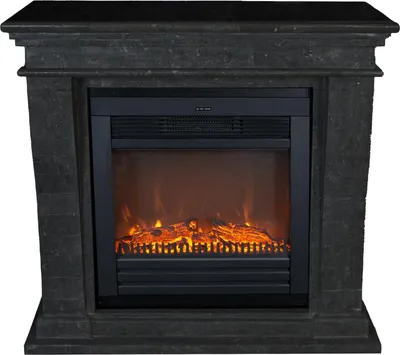 Produktbild von Xaralyn Elektrokamin - Kreta-Mini ELU-SBU - schwarz Naturstein - 1400 Watt Heizung - mit Fernbedienung - Kaminsims inklusive Einbaukamin - Dekokamin