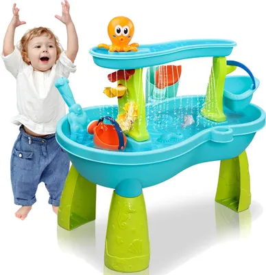 Produktbild von Multifunktionaler Wassertisch und Sandtisch für Kinder, Lern- & Spieltisch mit Zubehör, Outdoor Spielzeug
