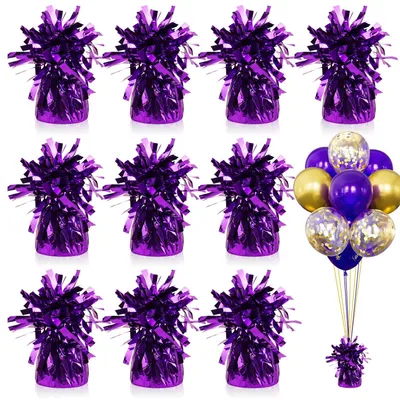 Immagine prodotto di Inovra - Pesetti per palloncini a elio, 10 pezzi, pesetti per palloncini, color viola, 170 g per pezzo, pesetti per palloncini in lamina, ideali per matrimoni, feste, compleanni, decorazioni con palloncini