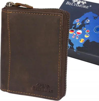 Produktbild von Beltimore große vertikale RFID-Lederbrieftasche mit Reißverschluss