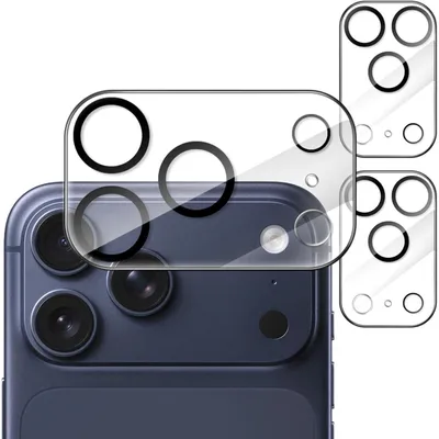 Immagine prodotto di Custodie protettive per fotocamera di iPhone 17 Pro Max da 6,9 pollici, in vetro temperato 9H, trasparenti e ad alta definizione, confezione da 3 pezzi