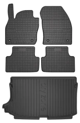 Produktbild von Gummimatten + Kofferraumwanne für Volkswagen T-Cross 2019- (SUV/Crossover, oberer Ladeboden) – Schwarz, passgenau – Wielganizator SolidPRO