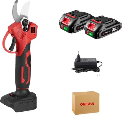 Obrázek produktu pro Elektrické nůžky na stromy, bezkartáčový motor, řezná kapacita 30 mm, sada 2 červených baterií