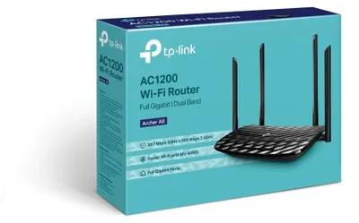 Produktbild von TP-Link AC1200, Wi-Fi 5 (802.11ac), Dual-Band (2,4 GHz/5 GHz), Ethernet/LAN, Schwarz, Tabletop-Router