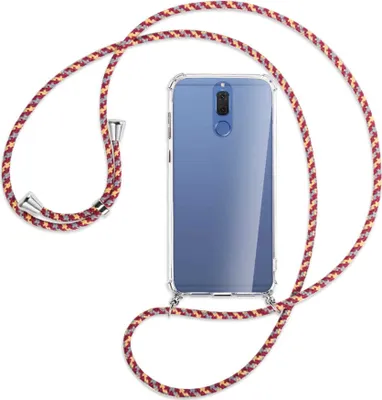 Produktbild von Handykette Backcover-Schutzhülle mit Band (Metall silberfarben) für Huawei Mate 10 Lite / G10 - weinrot/gelb/grau