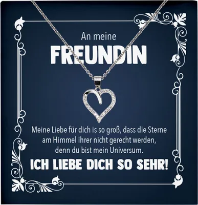 Produktbild von 22Feels Echt Silber Halskette - Jahrestag Geschenk Frauen Schmuck Set Freundin Valentinstag  Geburtstag Weihnachten - Herz Anhänger, Karte