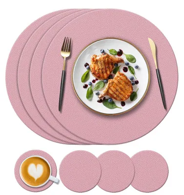 Zdjęcie produktu dla Zestaw podkładek silikonowych, okrągłych, różowych, 4 sztuki: 34 cm i 10 cm