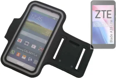 Produktbild von Kompatibel mit ZTE Blade A35 Lite Neopren Jogging Armband Sportarmband Oberarmband schwarz kompatibel mit ZTE Blade A35 Lite mit Reflektor Streifen.