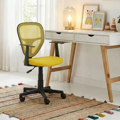 Produktbild von Kinderdrehstuhl STUDIO - Ergonomischer Schreibtischstuhl mit Armlehnen, Verstellbar, Gelb - Ideal für Kinder, Atmungsaktives Mesh, Leichter Aufbau [bis 80kg]