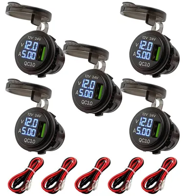 Produktbild von ProRide 12V USB Einbausteckdose QC3.0 - 1 USB - 5 Stück mit Kabel