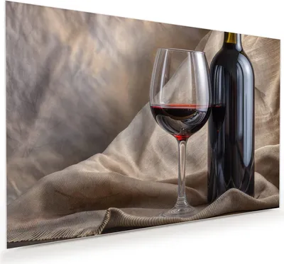 Produktbild von Glasbild 60x40cm in XXL für Wohnzimmer, Schlafzimmer Motiv Wein mit Glas