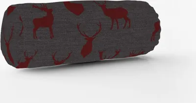 Produktbild von SCHÖNER LEBEN. Kissenhülle mit Hirschen grau rot verschiedene Größen Größe 15x40cm (ØxB) Nackenrolle 15x40cm (ØxB) Nackenrolle Größe