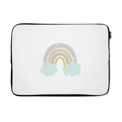 Produktbild von MuchoWow® Laptop Hülle 13 Zoll Regenbogen - Sterne - Punkte - Wolken - Kinder Laptoptasche - Laptophülle - Sleeve - Rundumschutz