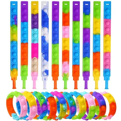 Produktbild von 15 Stück Pop it Armband, Pop Bubble Fidget Armband für Kinder, Pop Bubble Bracelet Fidget Spielzeug, Zappelspielzeug Armband, Fidget Toy für Kinder un