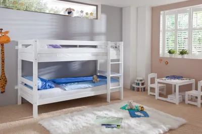 Produktbild von Relita - Etagenbett Beni Buche massiv, 90 x 200 cm, weiß lackiert