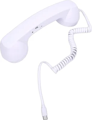 Obrázek produktu pro Retro telefonní sluchátko typu C Kabelové telefonní sluchátko Ruční přijímač s mikrofonem a reproduktorem pro konferenční hovory Bílá barva