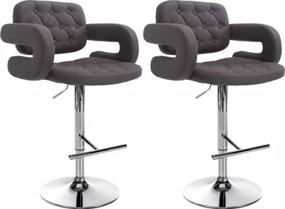 Produktbild von CLP 2er Set Barhocker Dublin Stoff höhenverstellbar und drehbar dunkelgrau