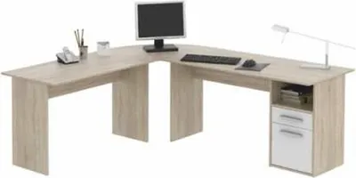 Obrázek produktu pro Kondela Rohový PC stolek Maurus MA11 New - dub sonoma / bílá