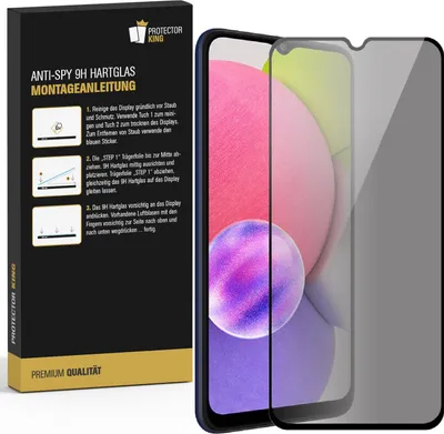 A product box for a screen protector is shown next to the screen protector itself, which is placed on a smartphone.