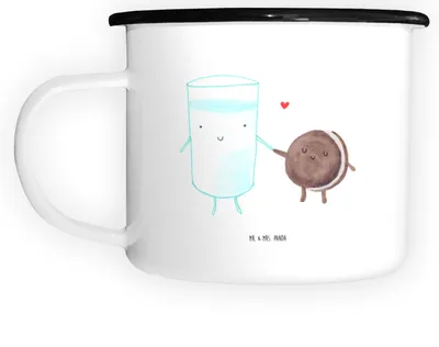 Produktbild von Mr. & Mrs. Panda Pott Milch Keks - Weiß - Geschenk, Teetasse, Tasse Aus Emaille, Kaffee, Cookie, Große, Kekse, Lustige Sprüche, Becher, Milk