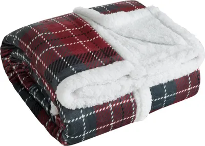 Zdjęcie produktu dla Świąteczny koc 150x200 flanelowy krata ciemnozielony-czerwony