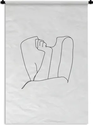 Produktbild von MuchoWow® Wandteppich Wandbehang Frauen - Linienkunst - Minimalismus 90x135 cm Tapisserie Dekoration Wandtuch - Baumwolle - Wandskulptur