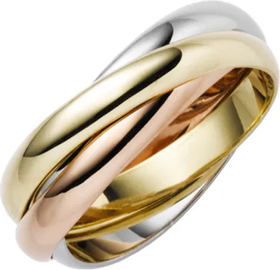 Produktbild von 3-er Ring 3x3mm aus 585 Gold Gelbgold Weißgold Rotgold massiv tricolor Innenumfang 62mm  Ø19.7mm