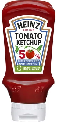Produktbild von Heinz Tomato Ketchup 50% weniger Zucker & Salz, 400 g – bewusster Genuss