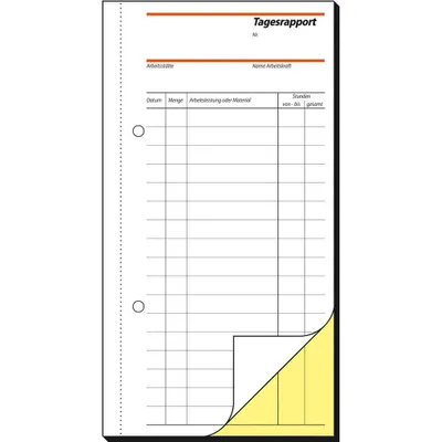 Produktbild von SIGEL SD024 Tagesrapporte, 1. und 2. Blatt bedruckt, 105x200 mm, selbstdurchschreibend, 2 x 40 Blatt