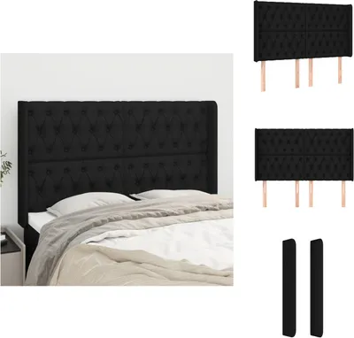 Produktbild von vidaXL Kopfteil mit Ohren Schwarz 147x16x118/128 cm Stoff -  Kopf- & Fußenden