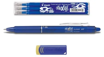 Produktbild von 1 Pilot Frixion Clicker 0.7 blau + 3 Ersatzminen 0.7 blau + Radierer gratis