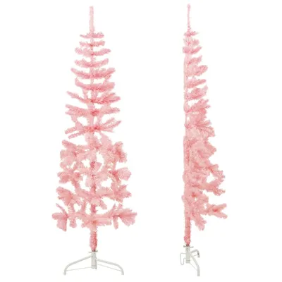 Immagine prodotto di Albero Natale Artificiale Sottile a Metà e Supporto Rosa 180 cm