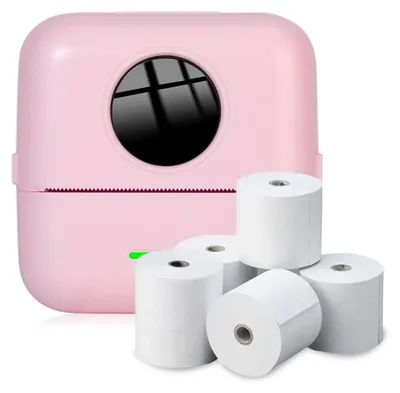 Obrázok produktu pre Prenosná tlačiareň na fotografie s 5 rolkami termopapiera, mini bezdrôtová tlačiareň