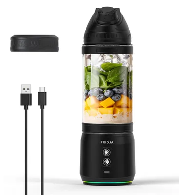 Immagine prodotto di Fridja F500: Frullatore portatile – Batteria ricaricabile tramite USB-C, anti-perdite, 6 lame in acciaio inossidabile, 240W, capacità 700ml – Ideale per smoothie, frullati proteici, sport e viaggi