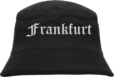 Produktbild von Frankfurt Fischerhut - Altdeutsch - bestickt -  Bucket Hat Anglerhut Hut Schwarz S/M