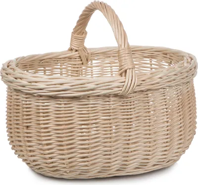 Produktbild von Weidenkorb Korb Einkaufskorb Autokorb Weide Auswahl Picknickkorb Pilzkorb: groß, weiß