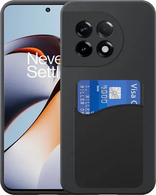 Productafbeelding van Telefoonhoesje geschikt voor de OnePlus 11RMet siliconen kaarthouder - Flexibele achterkant van siliconen TPUMet siliconen kaartsleuf - Zwart - Smartphonica
