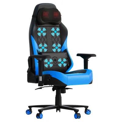 Produktbild von GTPLAYER Gaming Stuhl mit Massage, Gamer Stuhl mit Taschenfederkissen Fußstütze, Ergonomischer Gaming Sessel Bürostuhl 4D Armlehnen, PC-Stuhl blau