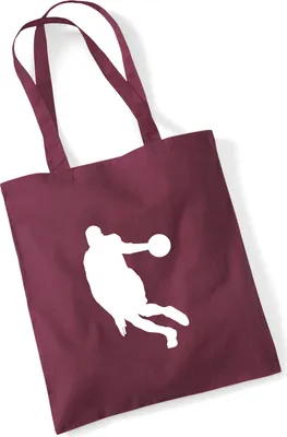 Produktbild von Huuraa Jutebeutel Basketball Silhouette 10 Liter Burgundy Baumwolle Tasche Geschenkidee