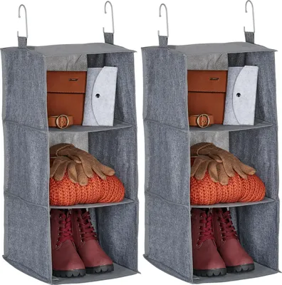 Hängeregal Set 2er-Pack, 3 Fächer, Grau, 73x30x30 cm