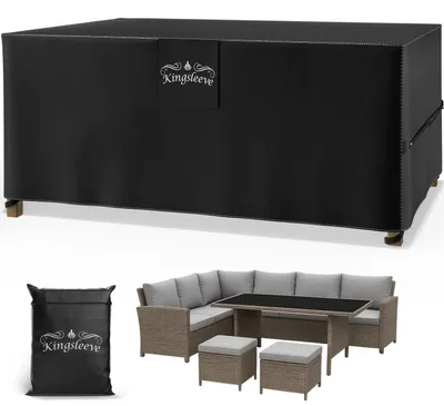 Image de Kingsleeve® Housse de protection pour salon de jardin en Tissu Oxford, Taille 242x162x100cm – Imperméable, Résistante à l'hiver, Bâche pour meubles de jardin